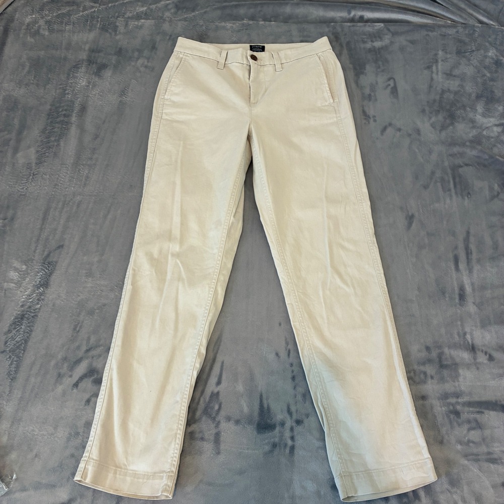 J.Crew High-Rise Girlfriend Chino Women 2 Beige AD156 Stretch Cotton Pants